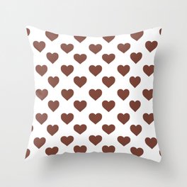 Hearts (Brown & White Pattern) Throw Pillow