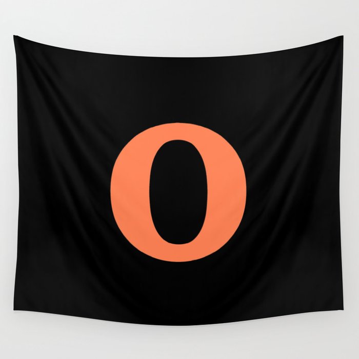 o (CORAL & BLACK LETTERS) Wall Tapestry