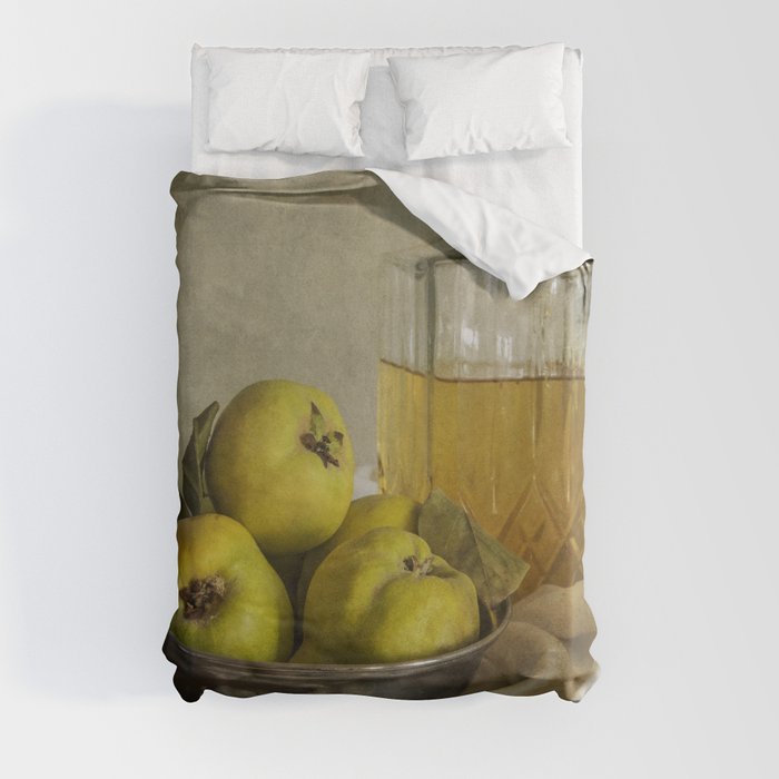 Still life with yellow quinces Duvet Cover