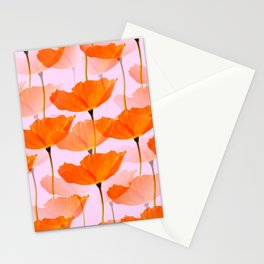 Orange Poppies On A Pink Background #decor #society6 #buyart Stationery Card