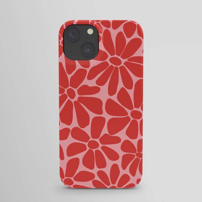 Pink and Red - Retro Floral Art Print iPhone Case