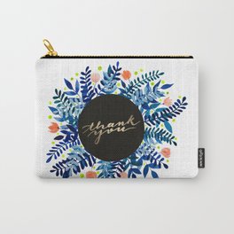 Thank you flowers and branches - blue and orange Carry-All Pouch
