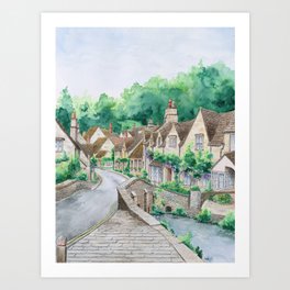 Castle Combe Water Lane, England Art Print