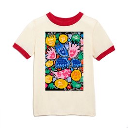 Abstract Flowers Pattern Design Art With Graffiti Writing of Love Kids T Shirt