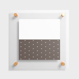 White Polka Dots Lace Horizontal Split on Dark Brown Floating Acrylic Print