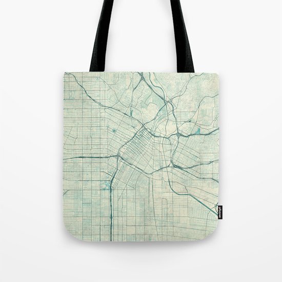 Los Angeles Map Blue Vintage Tote Bag
