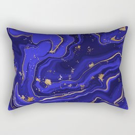 dark blue sky marble with gold veins foil shiny and beautiful Rectangular Pillow