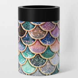 Multicolor Pink And Aqua Mermaid Scales - Beautiful Abstract Glitter Pattern  Can Cooler