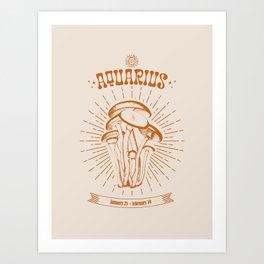 The Mushrooms Zodiac Aquarius Sign Art Print