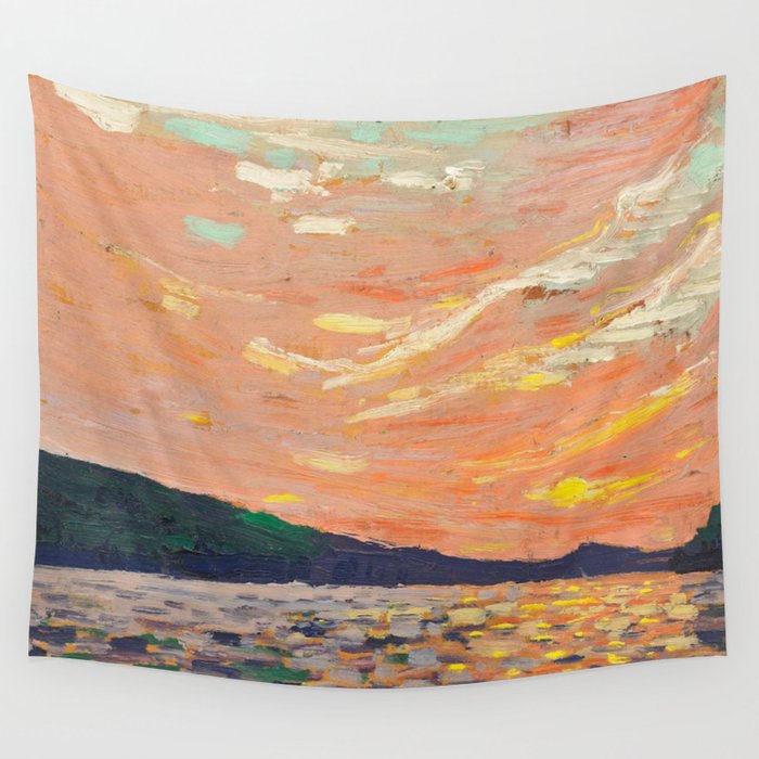 Tom Thomson - Smoke Lake - Canada, Canadian Oil Painting - Group of Seven Wall Tapestry