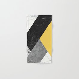 Black and White Marbles and Pantone Primrose Yellow Color Hand & Bath Towel