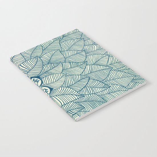 Emerald Green, Navy & Cream Floral & Leaf doodle Notebook