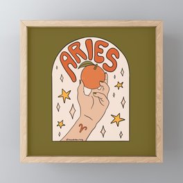 Aries Orange Framed Mini Art Print