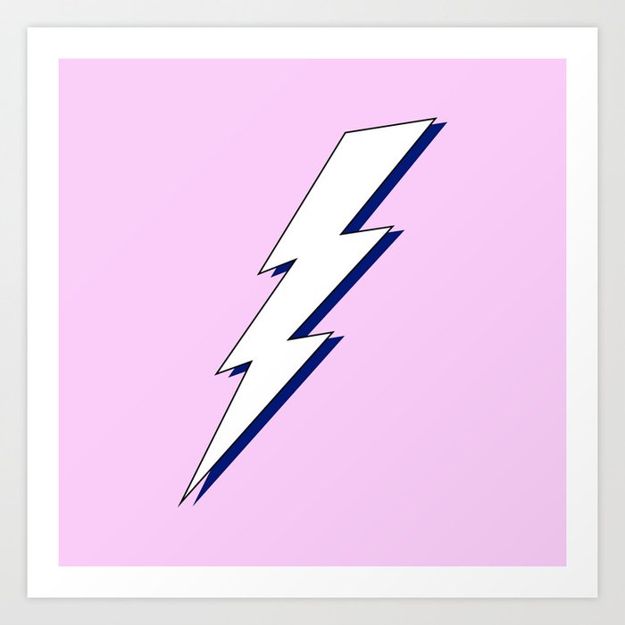 Just Me and My Shadow Lightning Bolt - Pink White Blue Art Print