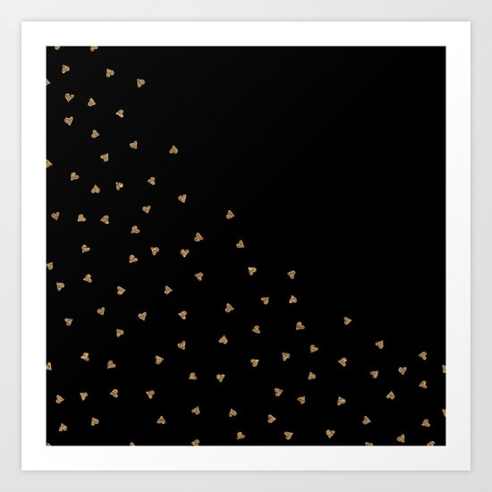 Gold Sparkle Glitter Heart- Luxury and glamour Hearts pattern Art Print