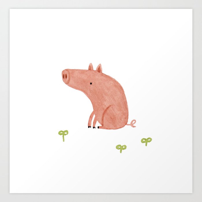 Sitting Pig Art Print
