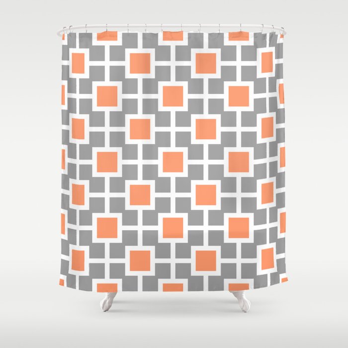 orange and gray shower curtain