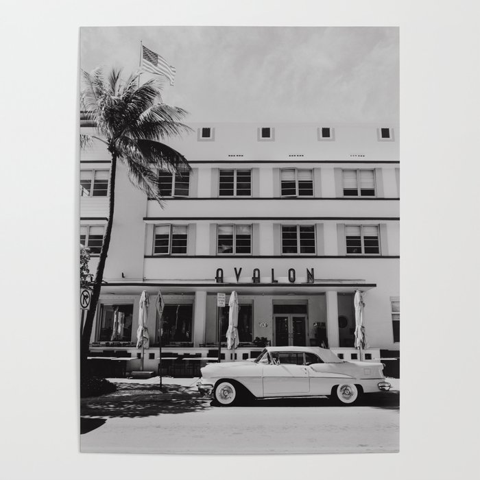 Miami Beach USA Ocean Drive Black&White | Fine Art Travel Photography Poster
