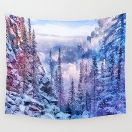 Winter forest in the mountains II Wall Tapestry