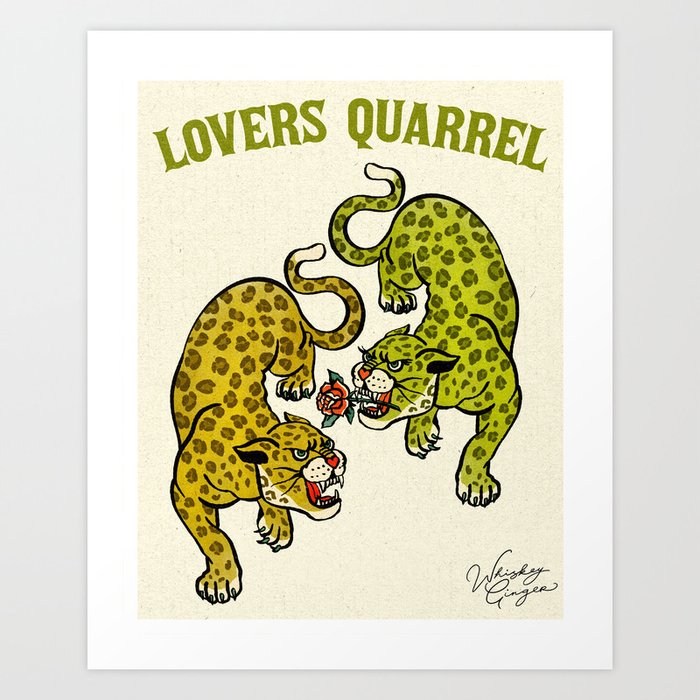 Lovers Quarrel Jaguars Art Print