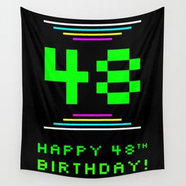 [ Thumbnail: 48th Birthday - Nerdy Geeky Pixelated 8-Bit Computing Graphics Inspired Look Wall Tapestry ]