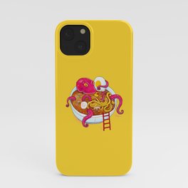 Bowl of ramen with octopus taking a bath iPhone Case