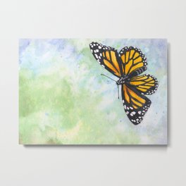 Monarch Butterfly Metal Print | Illustration, Monarchbutterfly, Animal, Black, Blue, Insect, Pastelcolors, Painting, Entomolgy, Watercolor 
