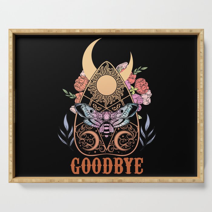 Witchboard moth and moon goodbye Serving Tray
