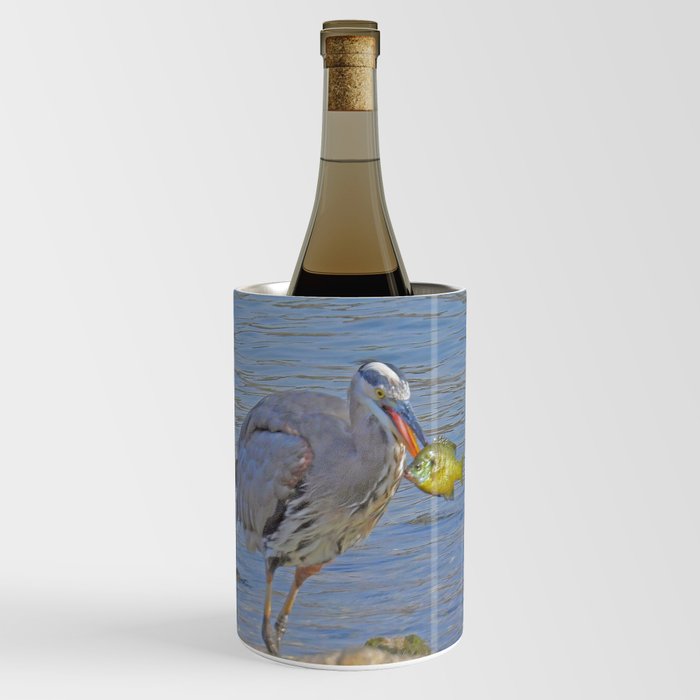 Great Blue Heron with Sunfish Lunch Wine Chiller