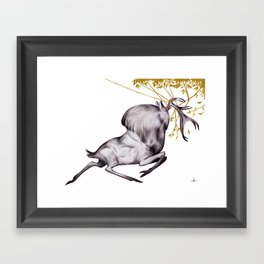 The Stag & His Reflection Framed Art Print