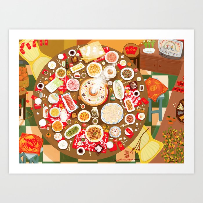 Family Feast for Chinese New Year's Eve Art Print