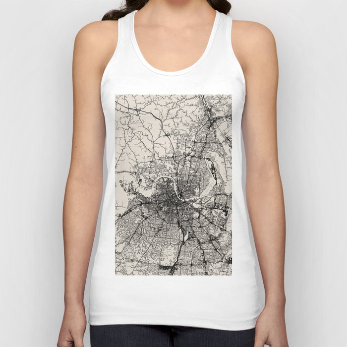 Nashville, Tennessee - City Map - USA - Black and White Tank Top