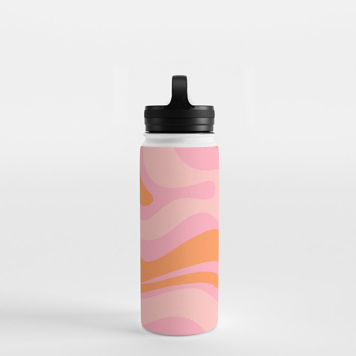 Soft Blush Pink Liquid Swirl Modern Abstract Pattern Water Bottle