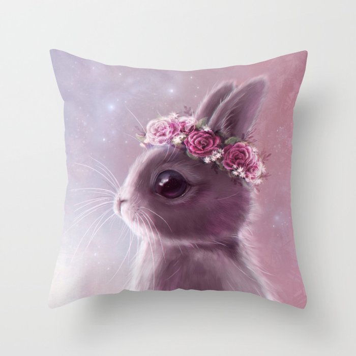 Fairy bunny Throw Pillow