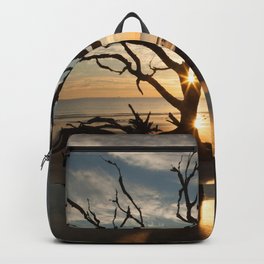 Tree and Driftwood Backpack | Sand, Yellow, Blue, Waves, Dead, Beach, Tybeeisland, Reflection, Photo, Driftwoodbeach 
