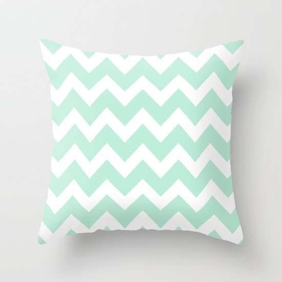 Chevron Mint Green & White Throw Pillow