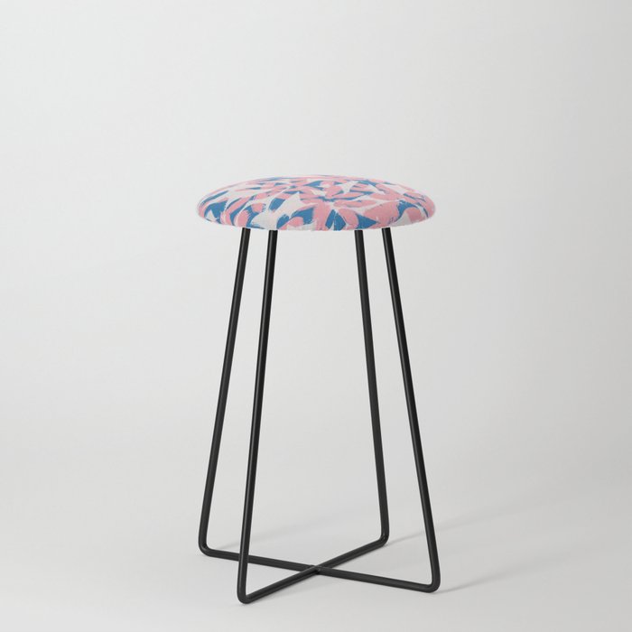 Pink and blue floral pattern Counter Stool