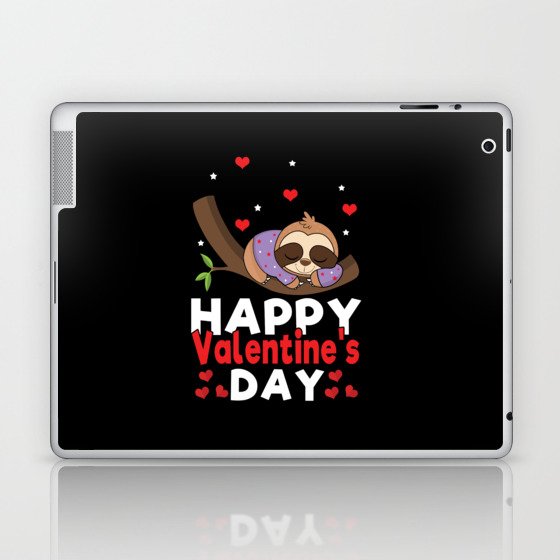 Kawaii Sloth Animal Hearts Day Valentines Day Laptop & iPad Skin