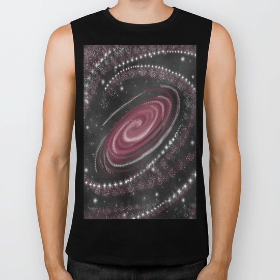 Raspberry Cosmic Print Biker Tank