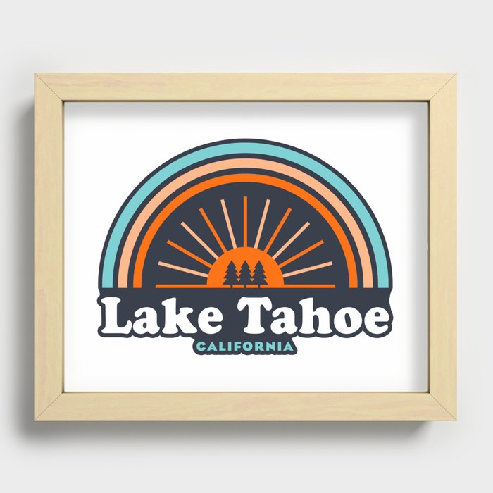 Lake Tahoe California Rainbow Recessed Framed Print