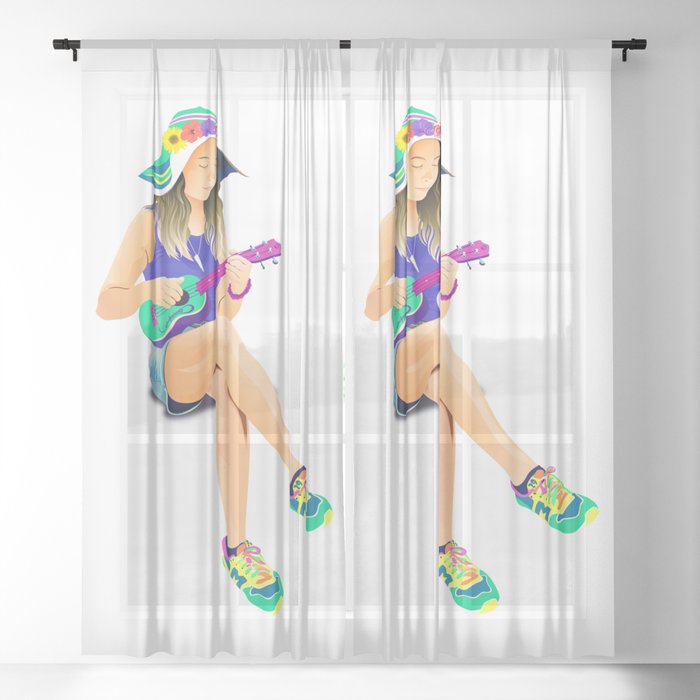 The girl from Saturn by #Bizzartino Sheer Curtain