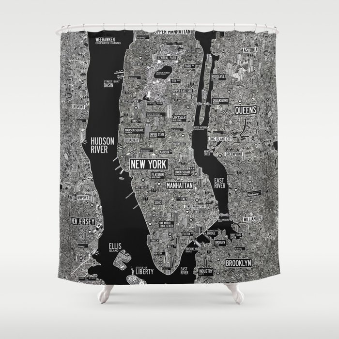 Cool New York city map with street signs Shower Curtain