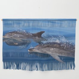 Mother and baby spotted dolphin Wall Hanging