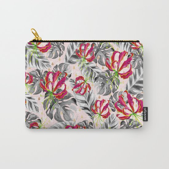 Tropical plants pattern and watercolor flowers Carry-All Pouch