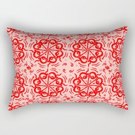 Retro Red Flower Quilt Mid-Century Modern Pattern Rectangular Pillow