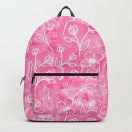 11 Small Flowers on Pink Watercolor Backpack