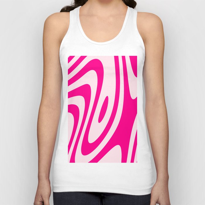 Hot Pink Groovy Zebra Liquid Stripes Design Tank Top