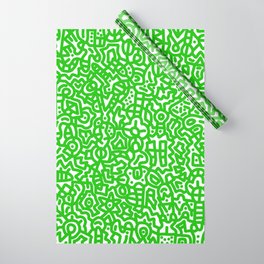 Lime Green on White Doodles Wrapping Paper