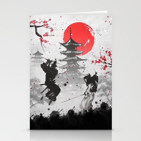 samurai fight Stationery Cards