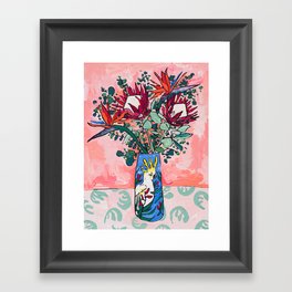 Cockatoo Vase on Painterly Pink Framed Art Print